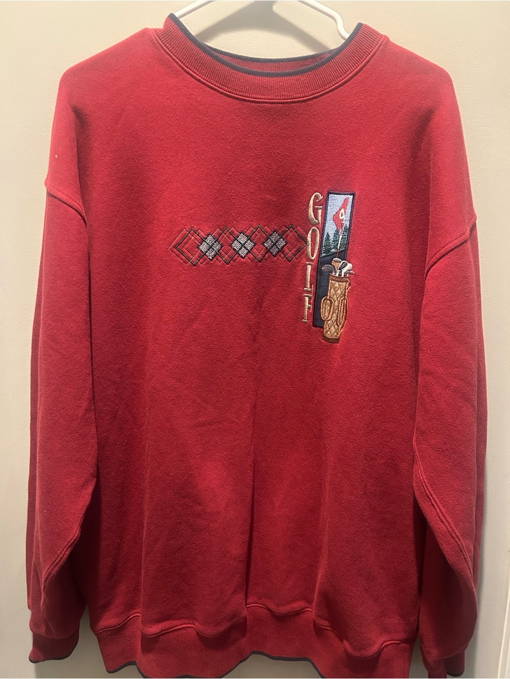Vintage M & C Sport Men's XL Red Golf Embroidered Crewneck Sweatshirt